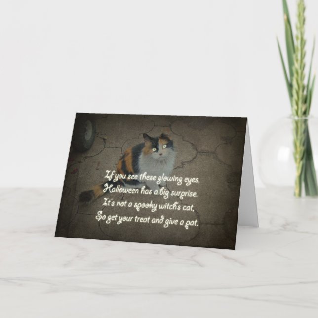 Halloween Calico Cat and Poem Card (Front)