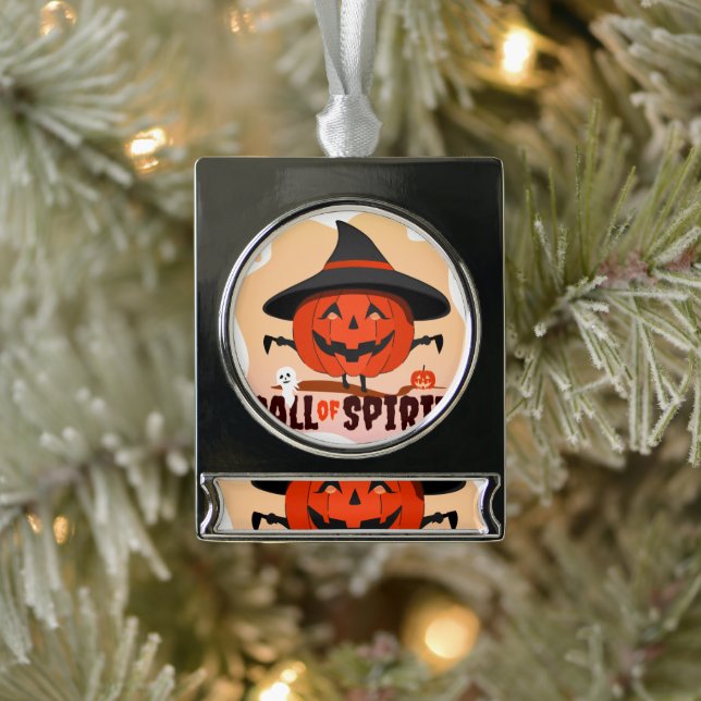 Halloween Call of Spirit Silver Plated Banner Ornament (Tree)