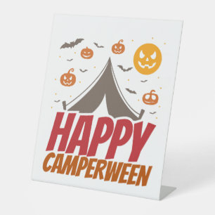 Halloween Camper Camping Outdoor Pedestal Sign