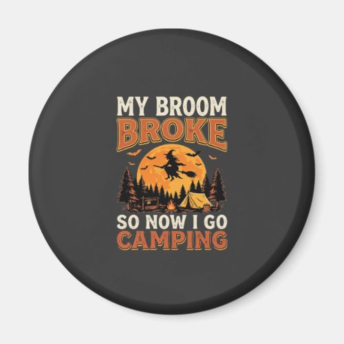Halloween Camping Broom Vintage Horror Design Magnet