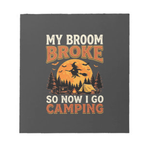Halloween Camping Broom Vintage Horror Design Notepad