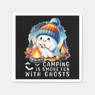 Halloween Camping is S'more Fun With Ghosts Black Napkins