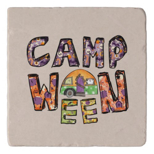 Halloween Camping  Word Pun Trivet