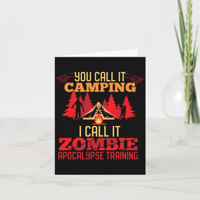 Halloween Camping Zombie Apocalypse Training Fun  Card (Front)