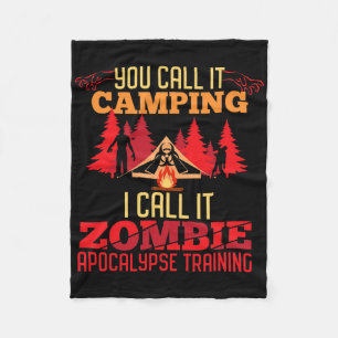 Halloween Camping Zombie Apocalypse Training Fun Fleece Blanket