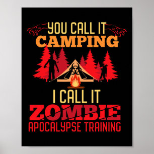 Halloween Camping Zombie Apocalypse Training Fun Poster