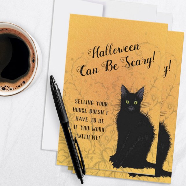 Halloween Can Be Scary Real Estate Thank You Card (Personalized Halloween Real Estate Marketing Card)