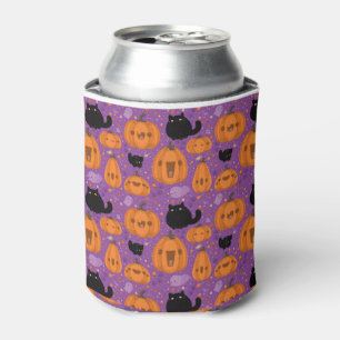 Halloween Can Cooler/Pumpkins Black Cats and Ghost Cooler