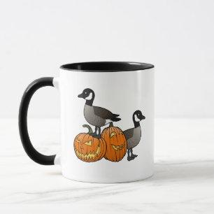 Halloween Canada Geese Birds with Jack-o-lanterns Mug