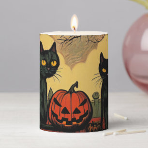 Halloween Candle black cats with pumpkin