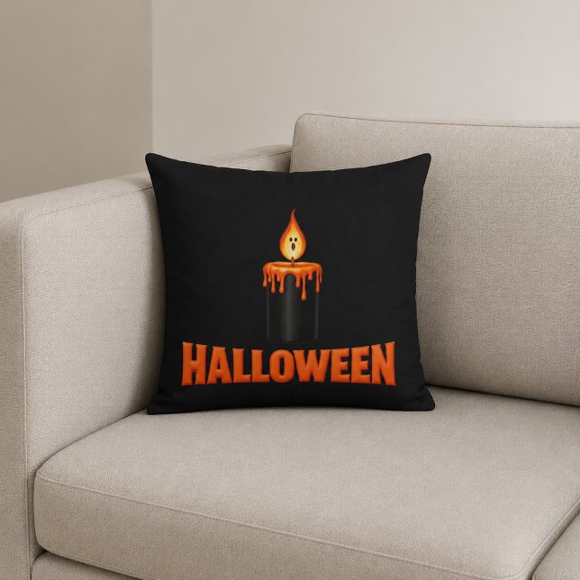 Halloween Candle Flame Throw Pillow (Creator Uploaded)