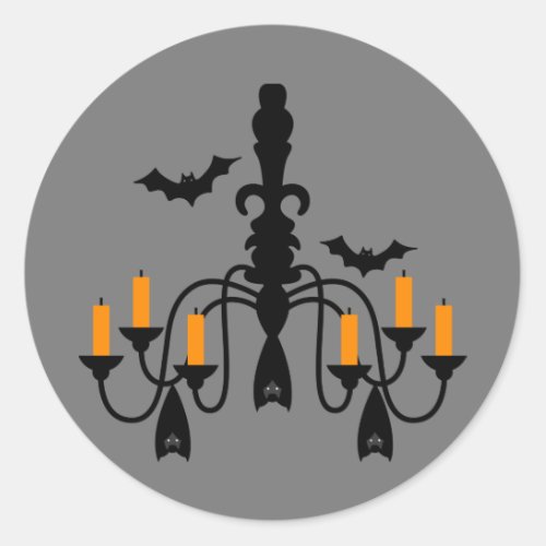 Halloween candles and bats chandelier classic round sticker