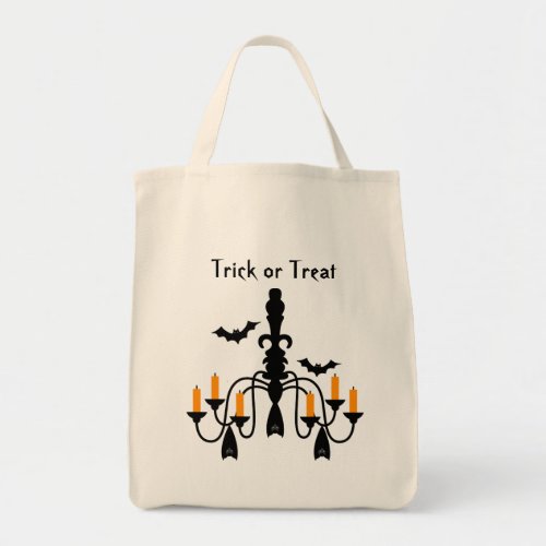 Halloween candles and bats chandelier loot tote bag