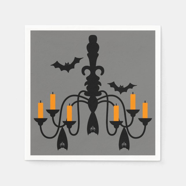 Halloween candles and bats chandelier napkins (Front)