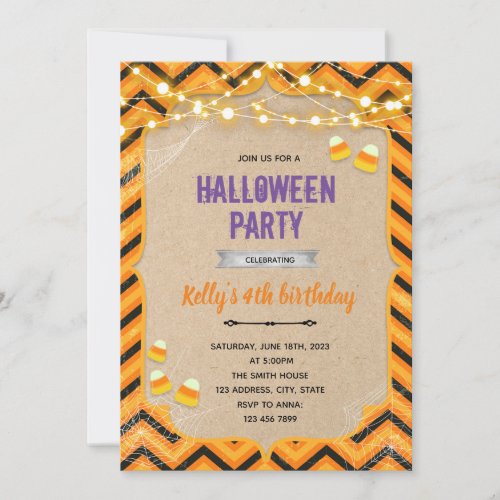 Halloween candy birthday invitation