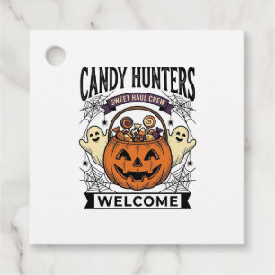 Halloween Candy Collector Vintage Engraving Pumpki Favor Tags