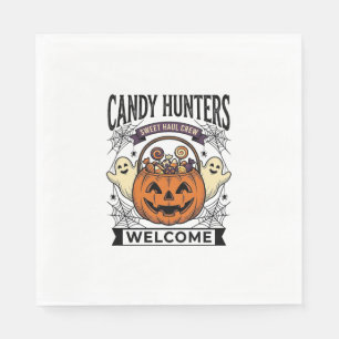 Halloween Candy Collector Vintage Engraving Pumpki Napkins