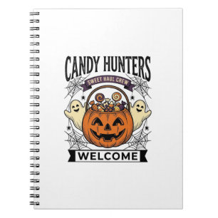 Halloween Candy Collector Vintage Engraving Pumpki Notebook