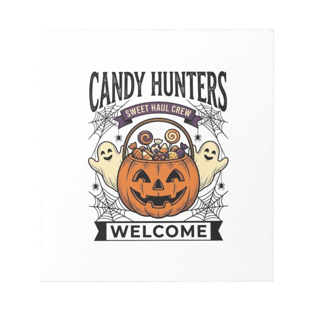 Halloween Candy Collector Vintage Engraving Pumpki Notepad (Front)
