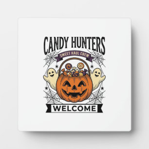 Halloween Candy Collector Vintage Engraving Pumpki Plaque