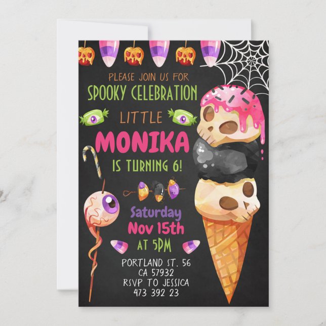 Halloween Candy Cookies Kids Birthday Invitation  (Front)