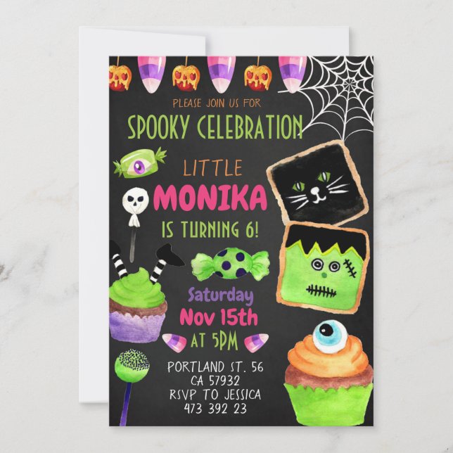 Halloween Candy Cookies Spooktacular Kids Birthday Invitation (Front)