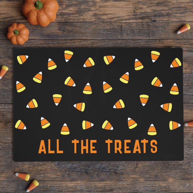 Halloween Candy Corn All The Treats Pet Mat (All the treats for your pet this Howl-oween! Just add their name)