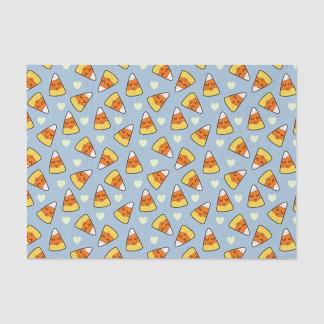 Halloween Candy Corn and Heart Pattern Tissue Paper (Front)