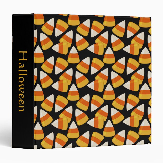 Halloween Candy Corn Black 3 Ring Binder (Front/Spine)