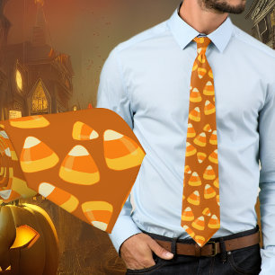 Halloween Candy Corn Caramel Brown Neck Tie