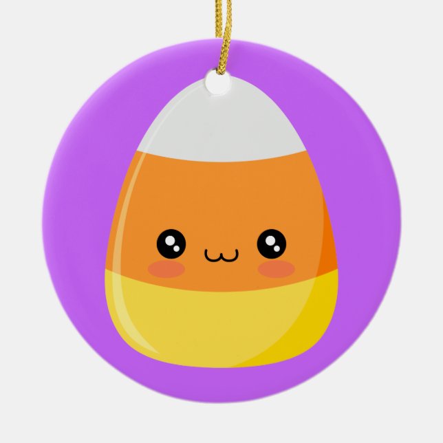 Halloween Candy Corn Ceramic Ornament (Front)