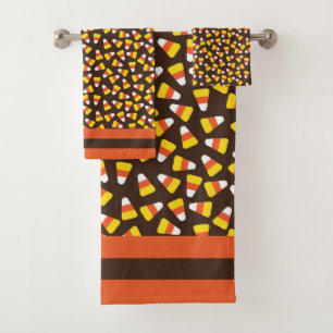 Halloween Candy Corn Colorful Pattern Bath Towel Set