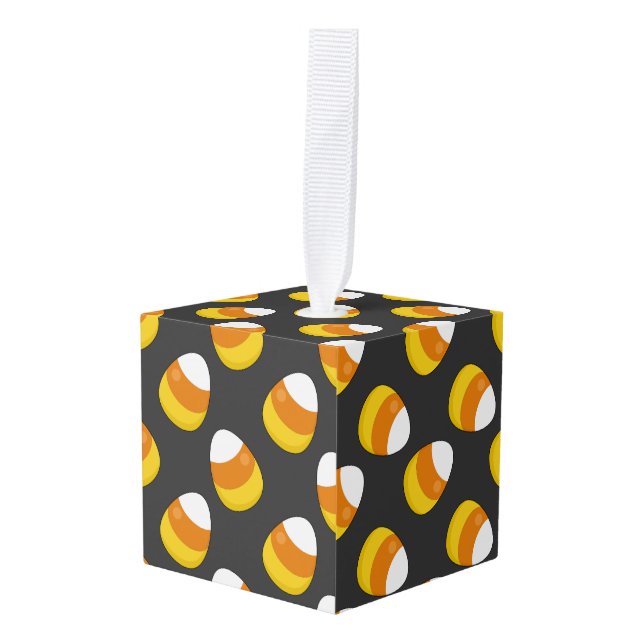 Halloween Candy Corn Cube Ornament (Front Angled)