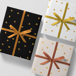 Halloween candy corn cute fun black orange wrapping paper sheets