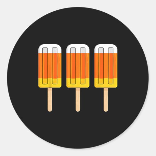 Halloween Candy Corn Fun Ice Cream Popsicles  Classic Round Sticker