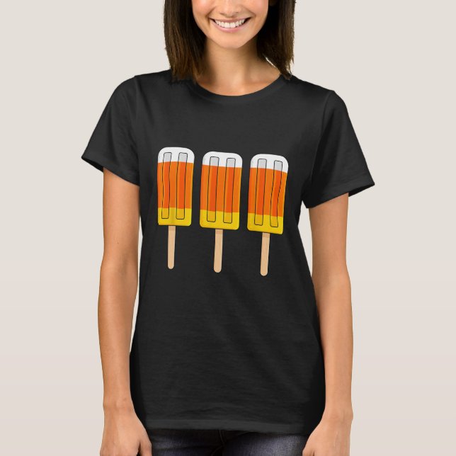Halloween Candy Corn Fun Ice Cream Popsicles  T-Shirt (Front)