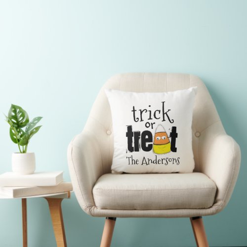 Halloween Candy Corn Funny Cute Whimsical Throw Pillow
