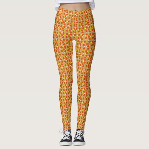 Halloween Candy Corn Pattern any color background Leggings