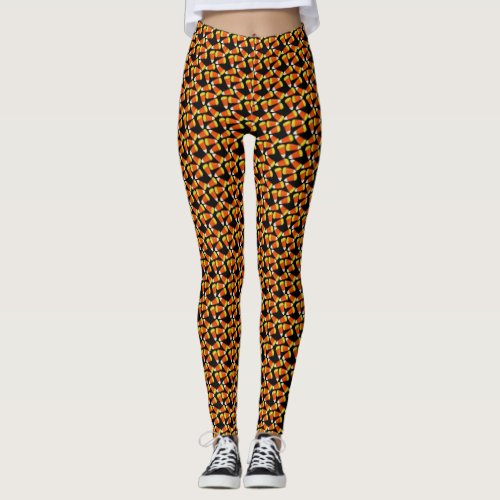 Halloween Candy Corn Pattern any color background Leggings