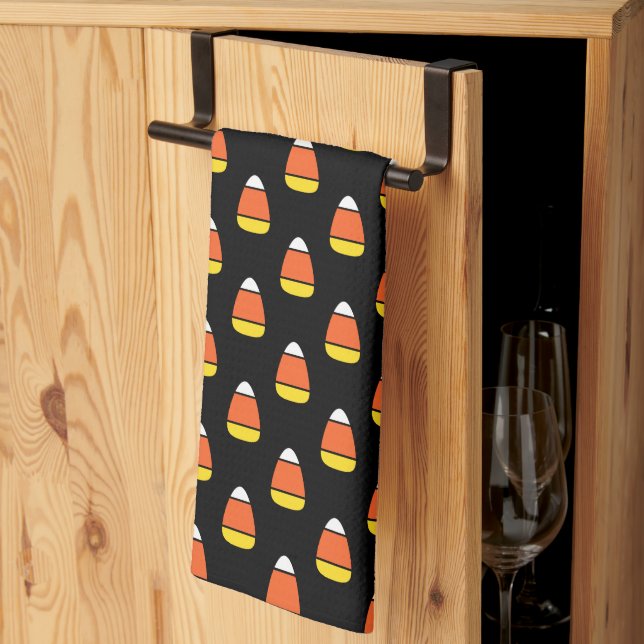 Halloween Candy Corn Pattern Kitchen Towel (Thirds Fold)