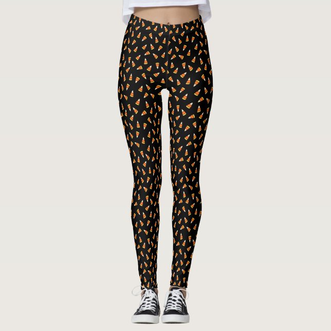 Halloween Candy Corn Pattern Leggings (Front)