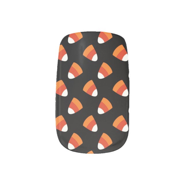 Halloween Candy Corn Pattern Minx Nail Art (Left Thumb)