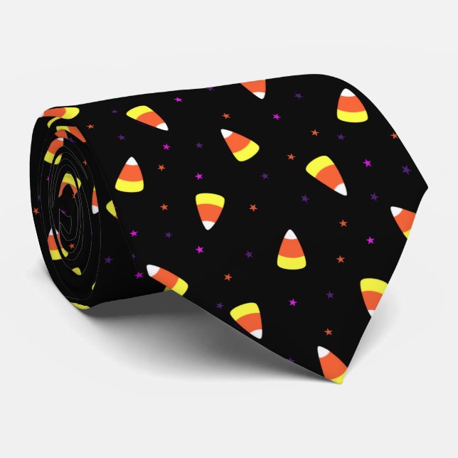 Halloween Candy Corn Pattern Neck Tie (Rolled)