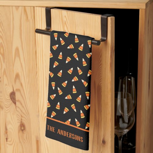 Halloween Candy Corn Pattern Personalized Kitchen Towel