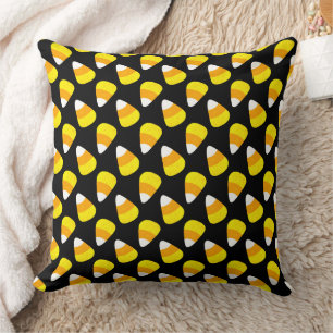 Halloween Candy Corn Pattern Throw Pillow