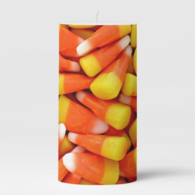 Halloween Candy Corn Pillar Candle (Front)