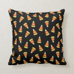 Halloween Candy Corn Print Throw Pillow<br><div class="desc">Trick or treat! Dress up your home for Halloween with this fun throw pillow. Design features an allover candy corn print in swirly watercolors,  on a spooky black background. Coordinating items available in our shop!</div>