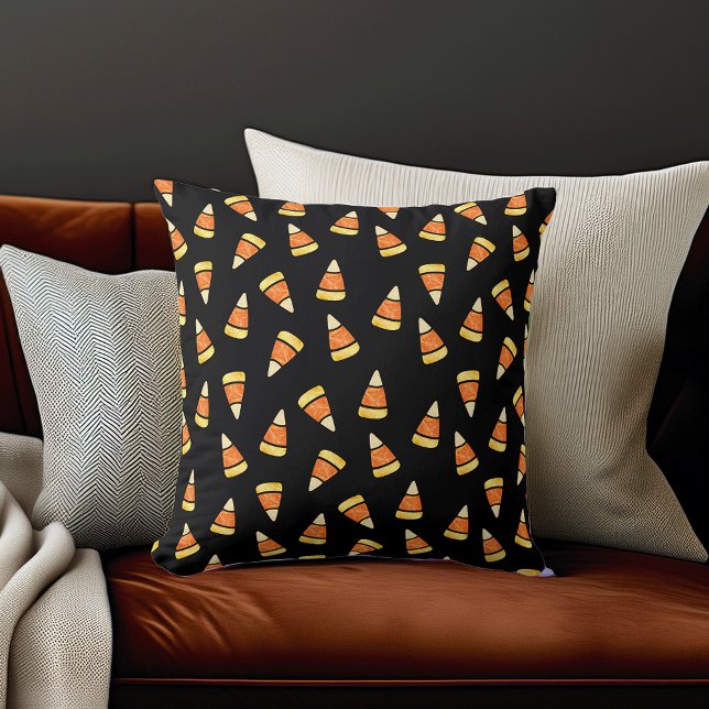 Halloween Candy Corn Print Throw Pillow (Creator Uploaded)