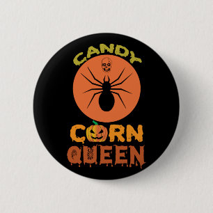 Halloween Candy Corn Queen Birthday Button