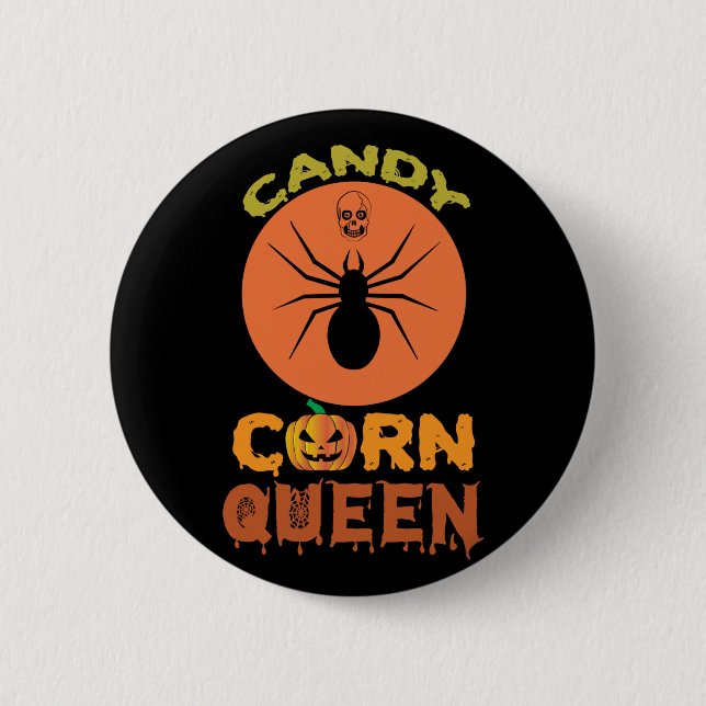 Halloween Candy Corn Queen Birthday Button (Front)